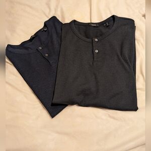 (2) Theory Henleys Short Sleeve Black & Dark Blue L